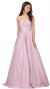 V-Neck Adjustable Straps Pleated Bust Long Prom Dress in Dusty Pink